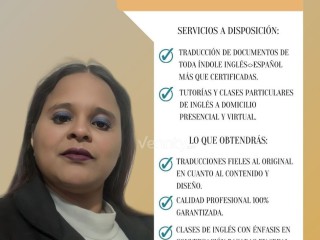 Traducciones inglés, español y tutorias, clases privadas de inglés